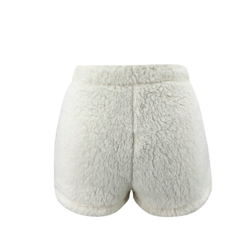 NWT White Cropped Two Piece Sherpa Lounge Set - Picture 6 of 6
